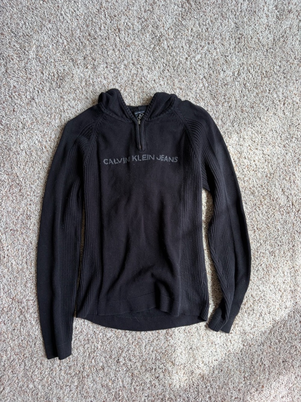 Calvin Klein Jeans Black Quarter-Zip Knit Pullover
